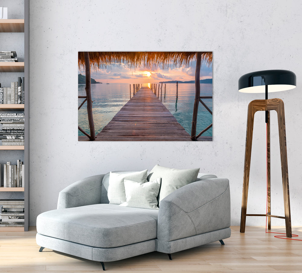 Acrylglasbild Steg in der Karibik