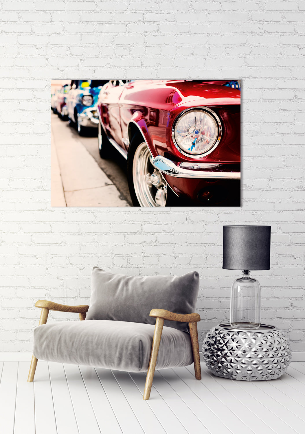 Acrylic glass picture Red Vintage Car