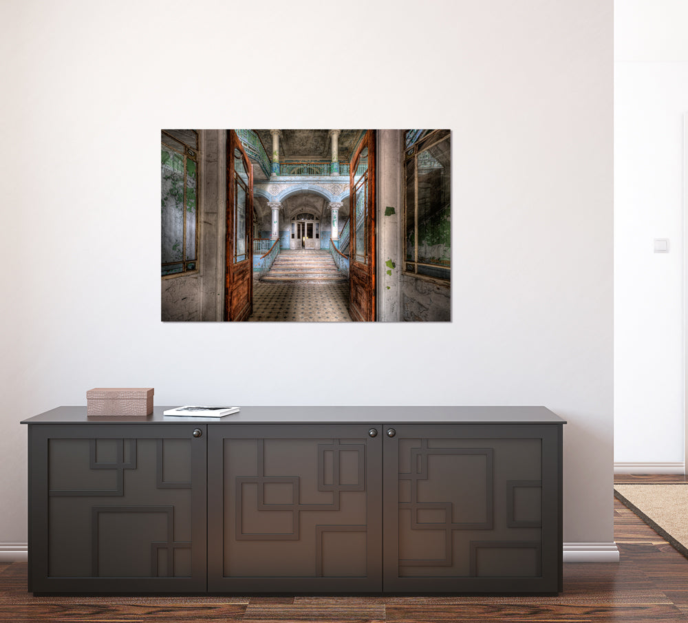 Tableau en verre acrylique Lost Place Staircase 2