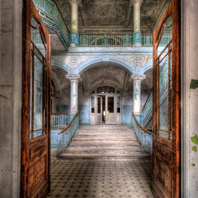 Tableau en verre acrylique Lost Place Staircase 2