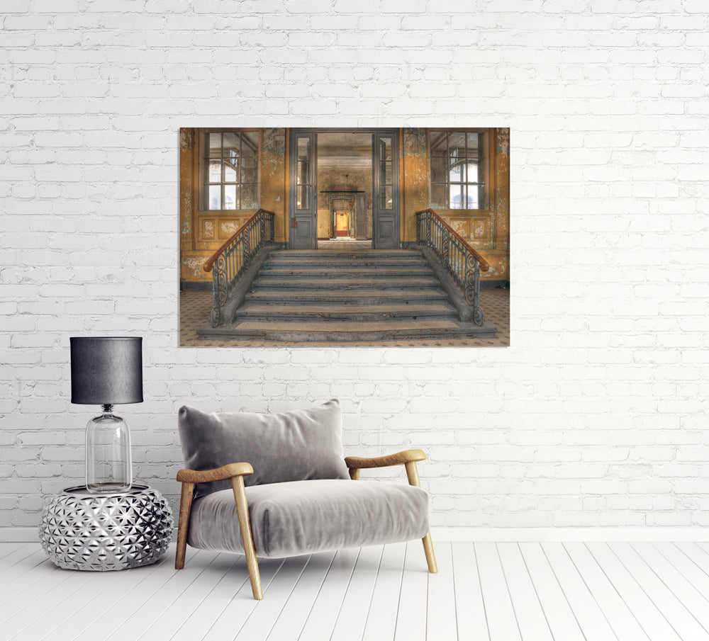 Tableau en verre acrylique Lost Place Staircase 3