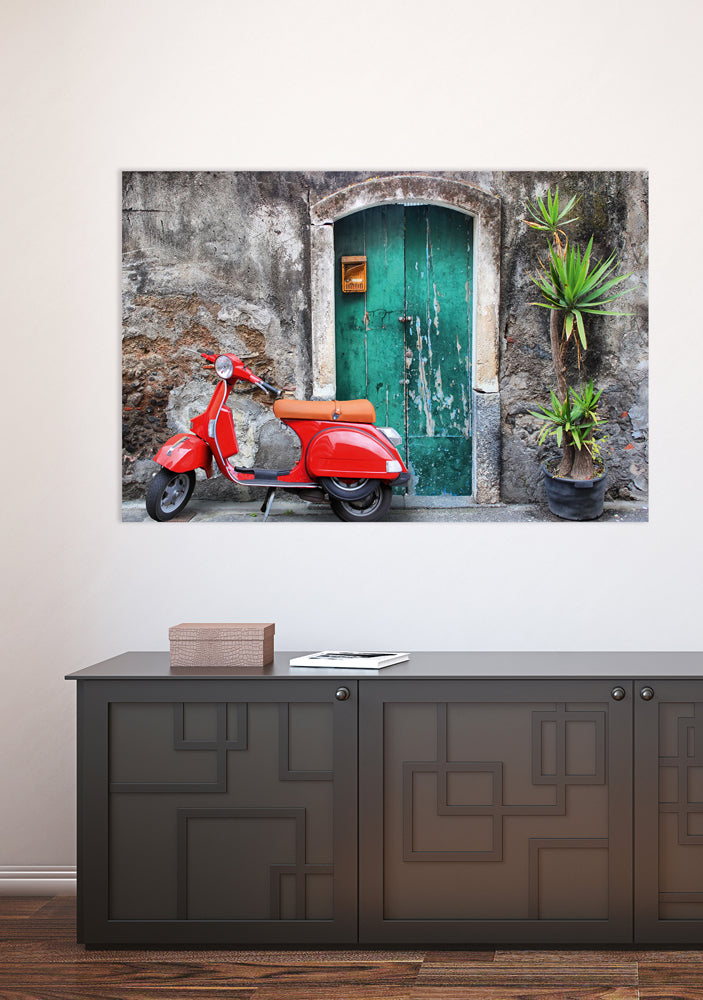 Acrylglasbild Rotes Moped