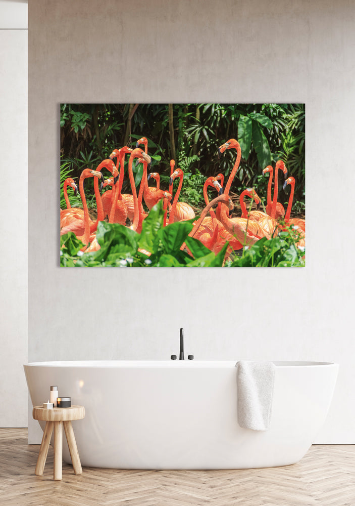 Acrylglasbild Nette Flamingo Familie