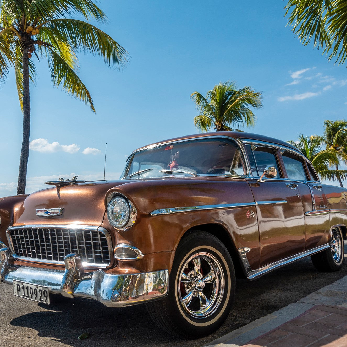 Tableau en verre acrylique Voitures anciennes à Cuba