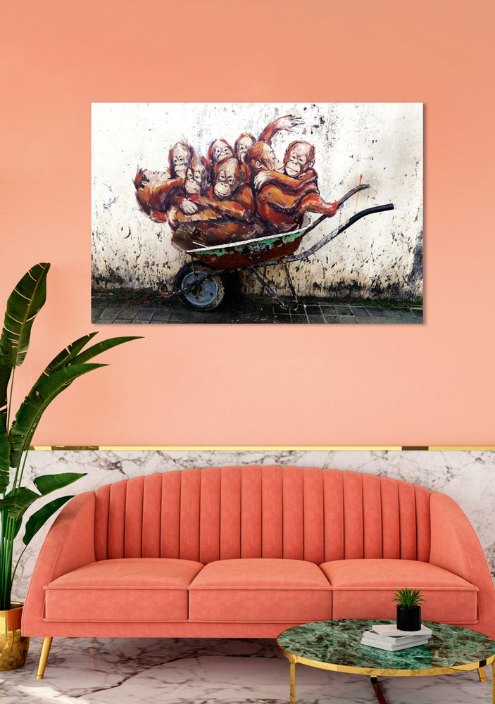 Acrylglasbild Street Art mit Orang-Utans