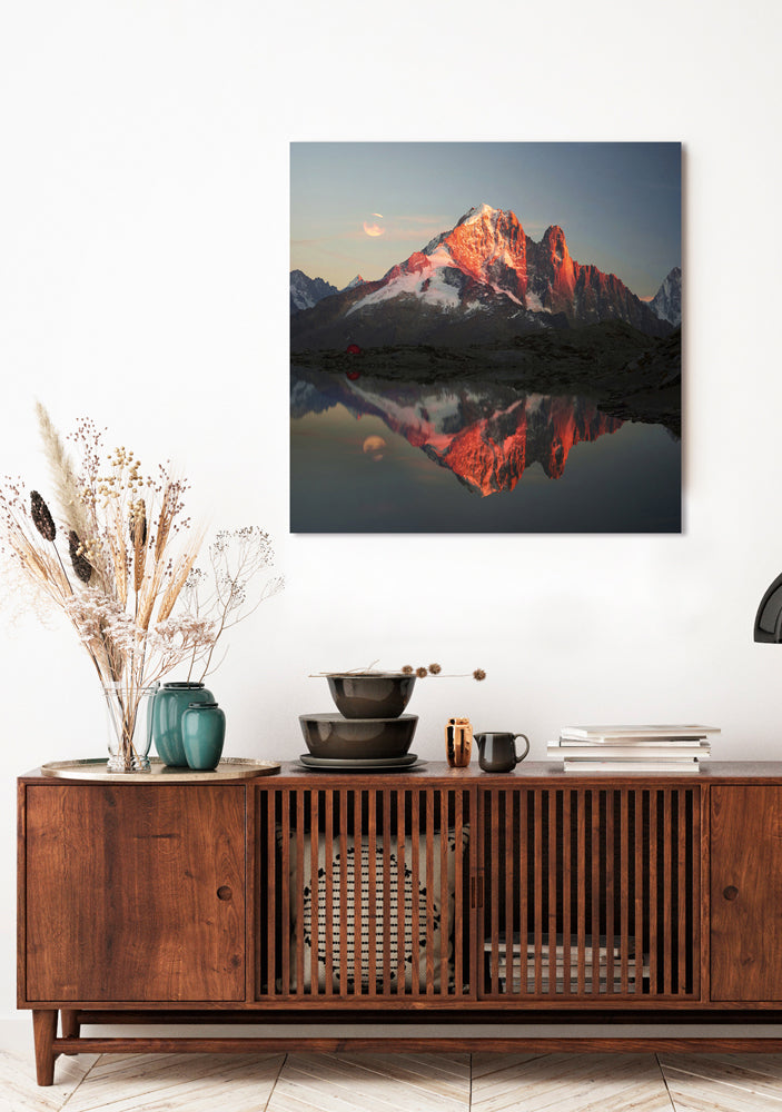 Acrylglasbild Bergpanorama mit See in Abendstimmung