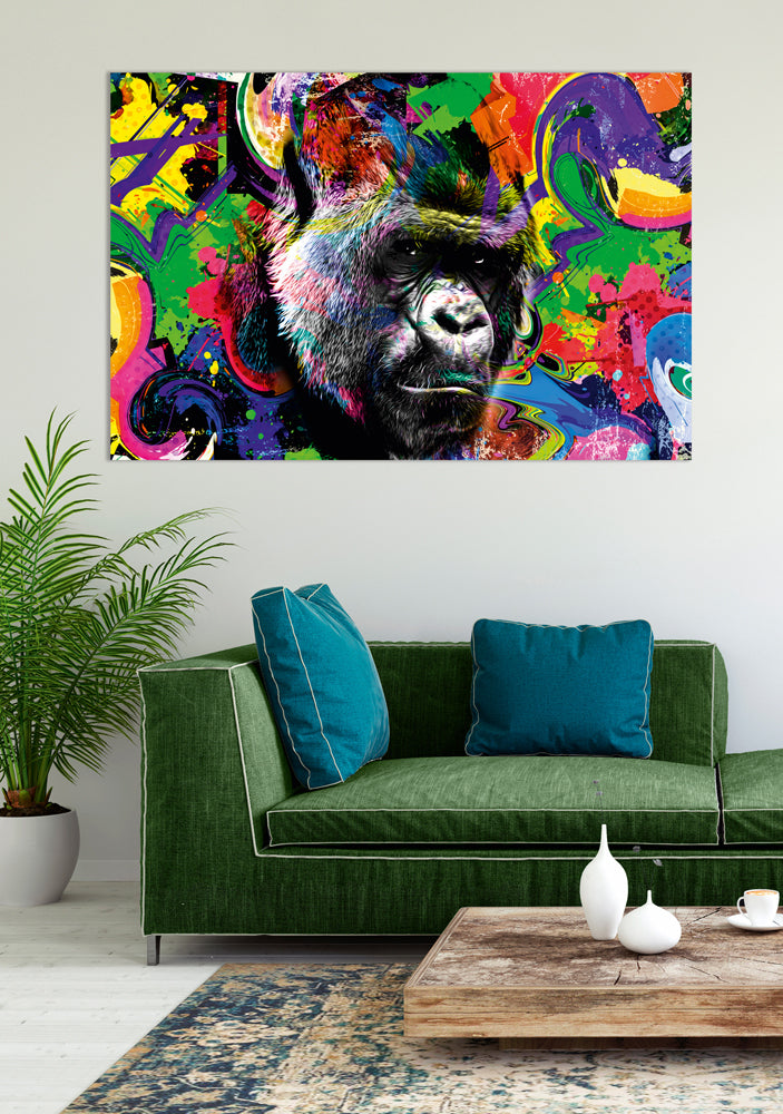 Tableau en verre acrylique Pop Art Gorille