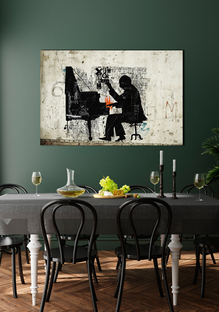 acrylic glass picture piano player