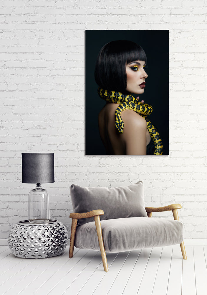 Acrylic glass picture Woman with Python