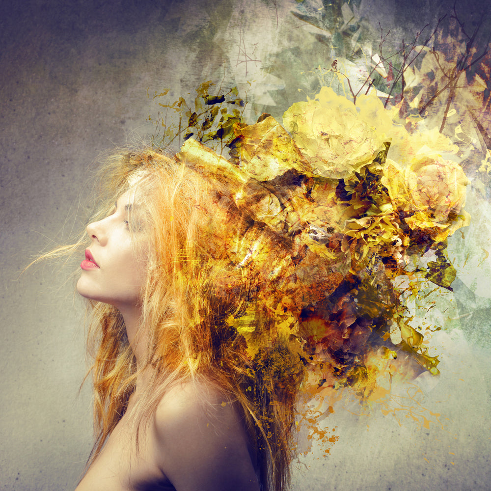 Acrylic glass picture Goldschof with floral decoration