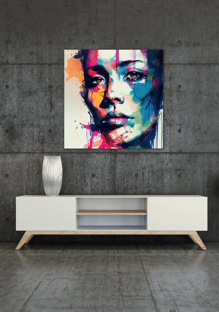 Acrylglasbild Graffiti Schönheit in Pink