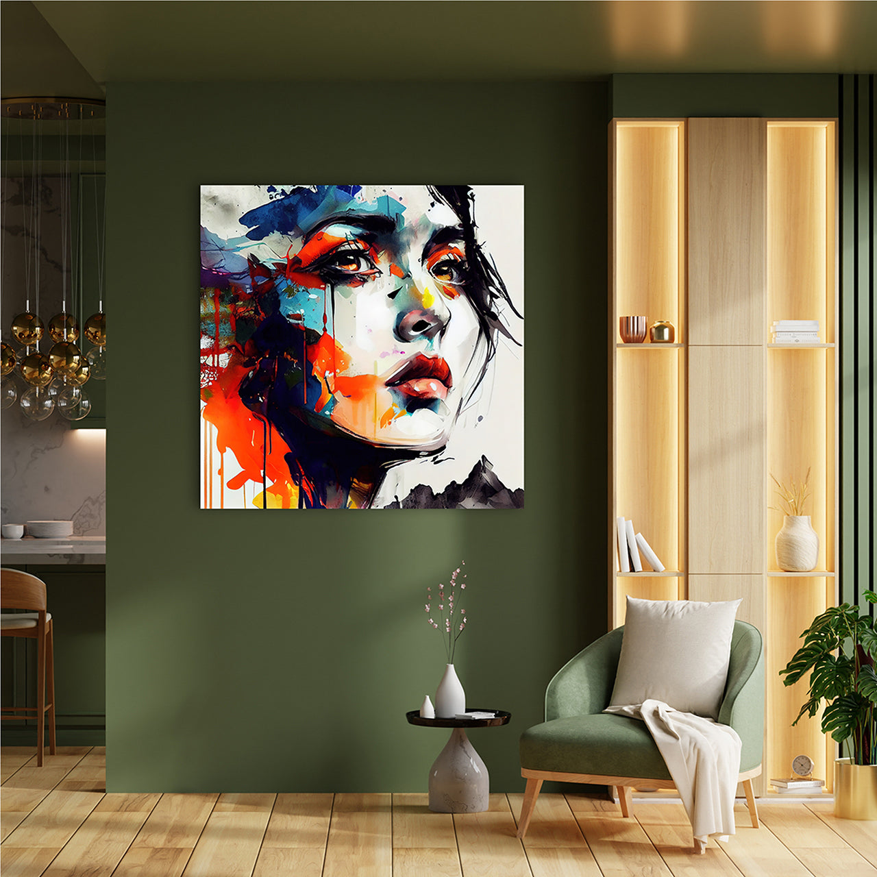 Acrylglasbild Graffiti Schönheit in Orange