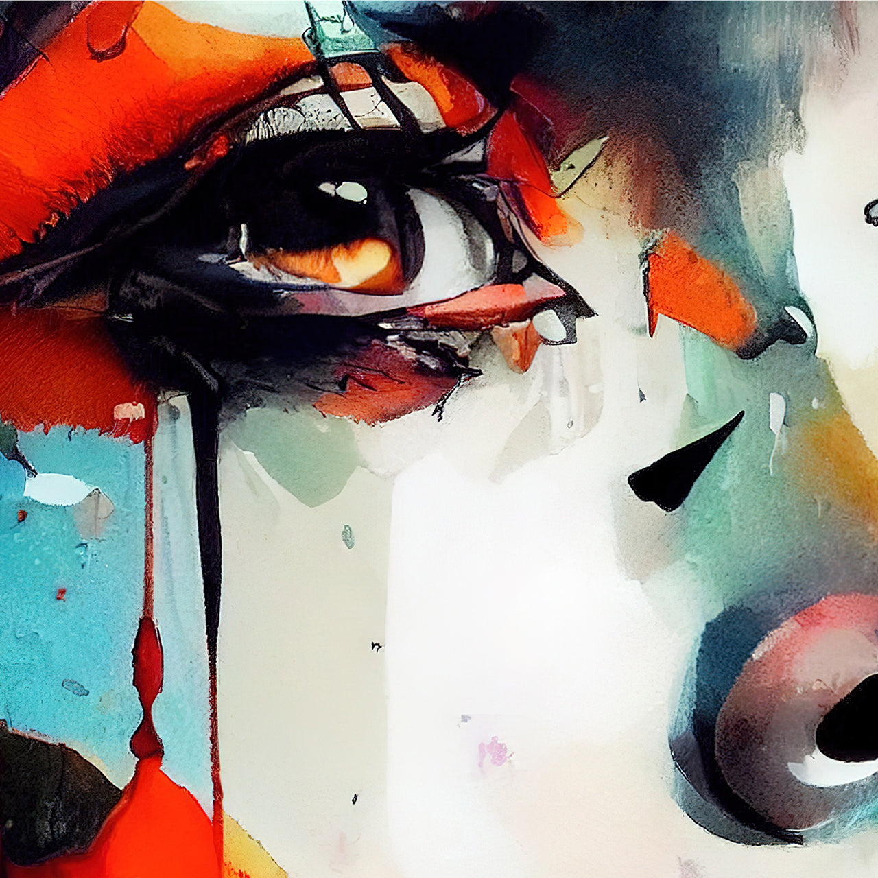 Acrylic glass picture Graffiti Beauty in Orange