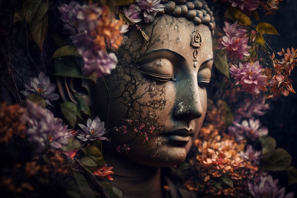 tableau en verre acrylique Bouddha Fleur Zen