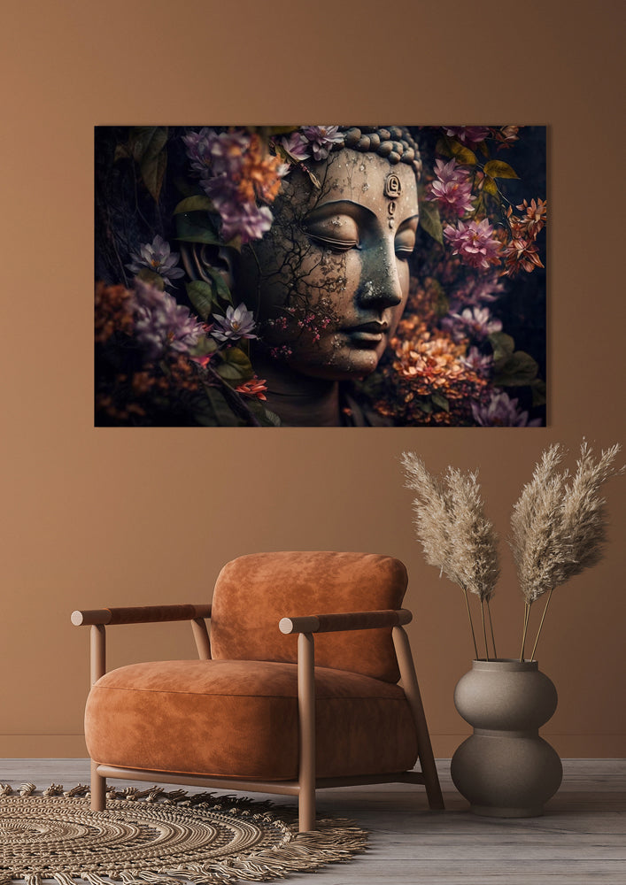 tableau en verre acrylique Bouddha Fleur Zen