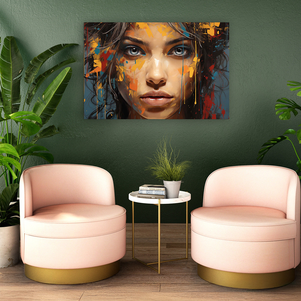 tableau en verre acrylique Yeux gris derrière les couleurs