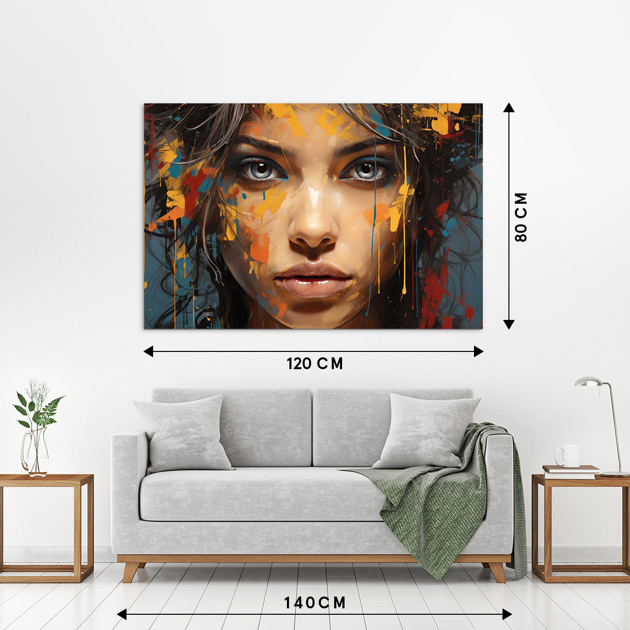 tableau en verre acrylique Yeux gris derrière les couleurs