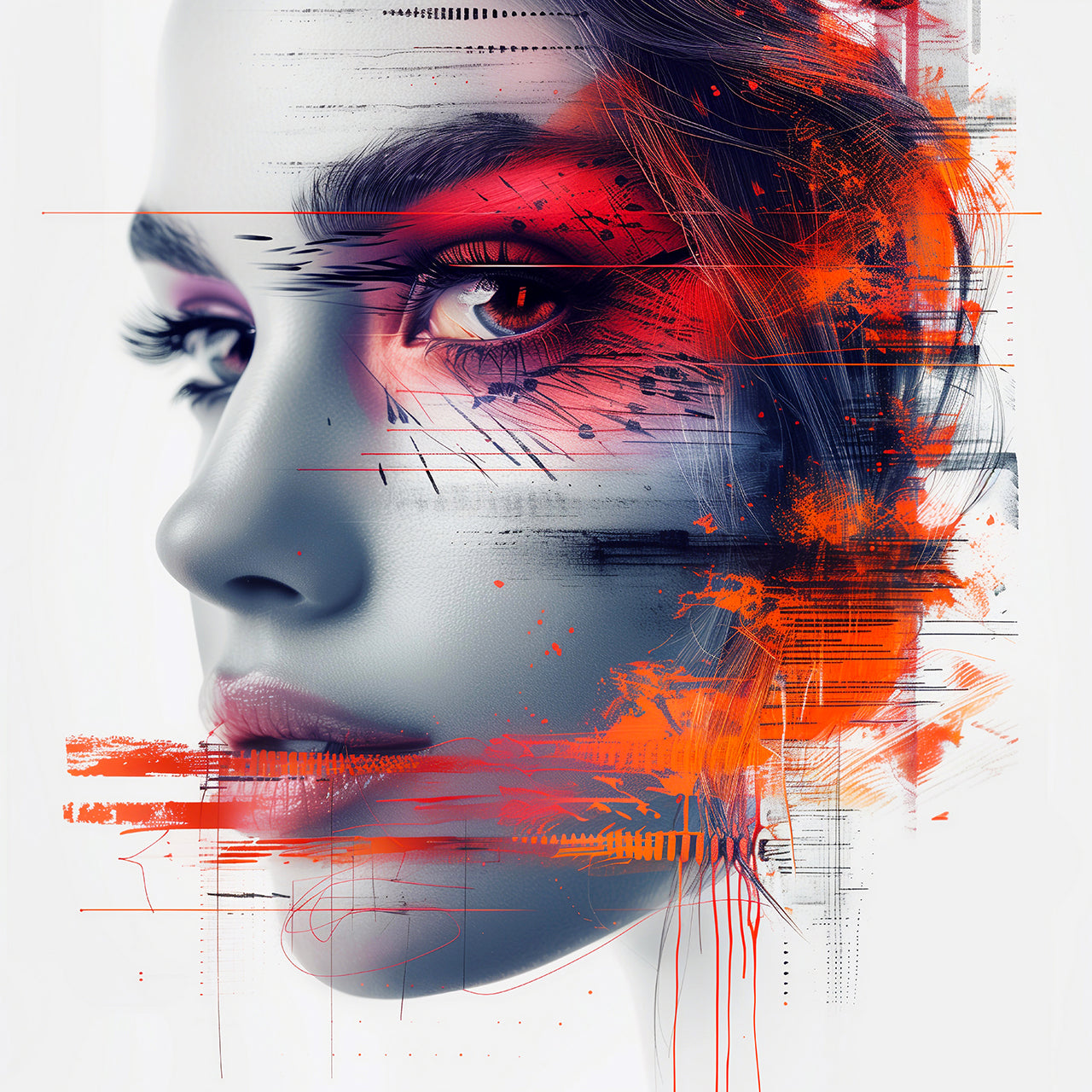 Acrylglasbild A Look behind Orange