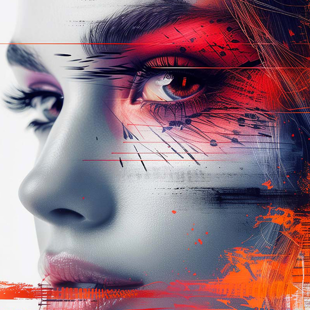 Acrylglasbild A Look behind Orange