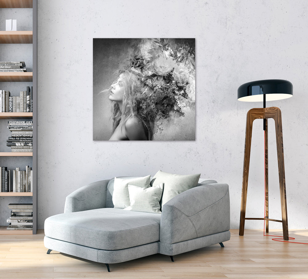 Acrylglasbild Frau mit Blumenschmuck