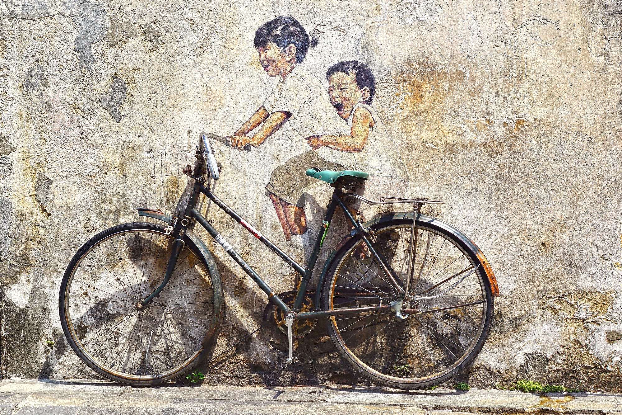 Canvas Print Street Art mit Fahrrad