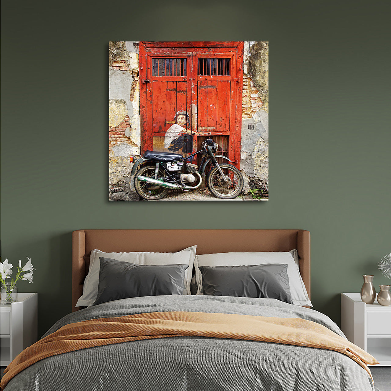 Canvas Print Street Art mit Moped