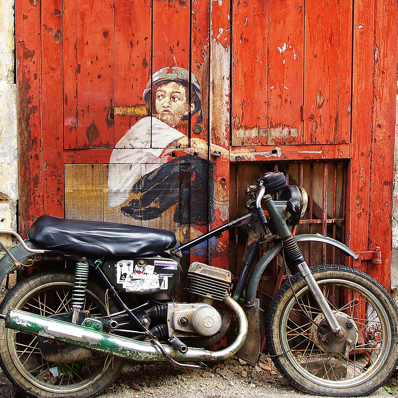 Canvas Print Street Art mit Moped