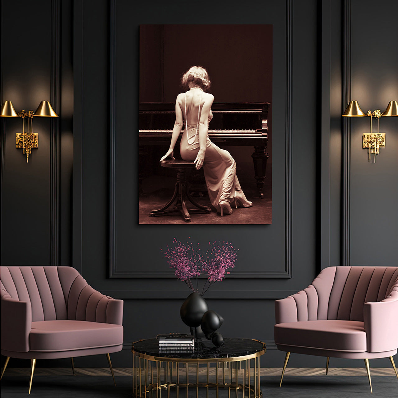 Canvas Print Schönheit am Klavier