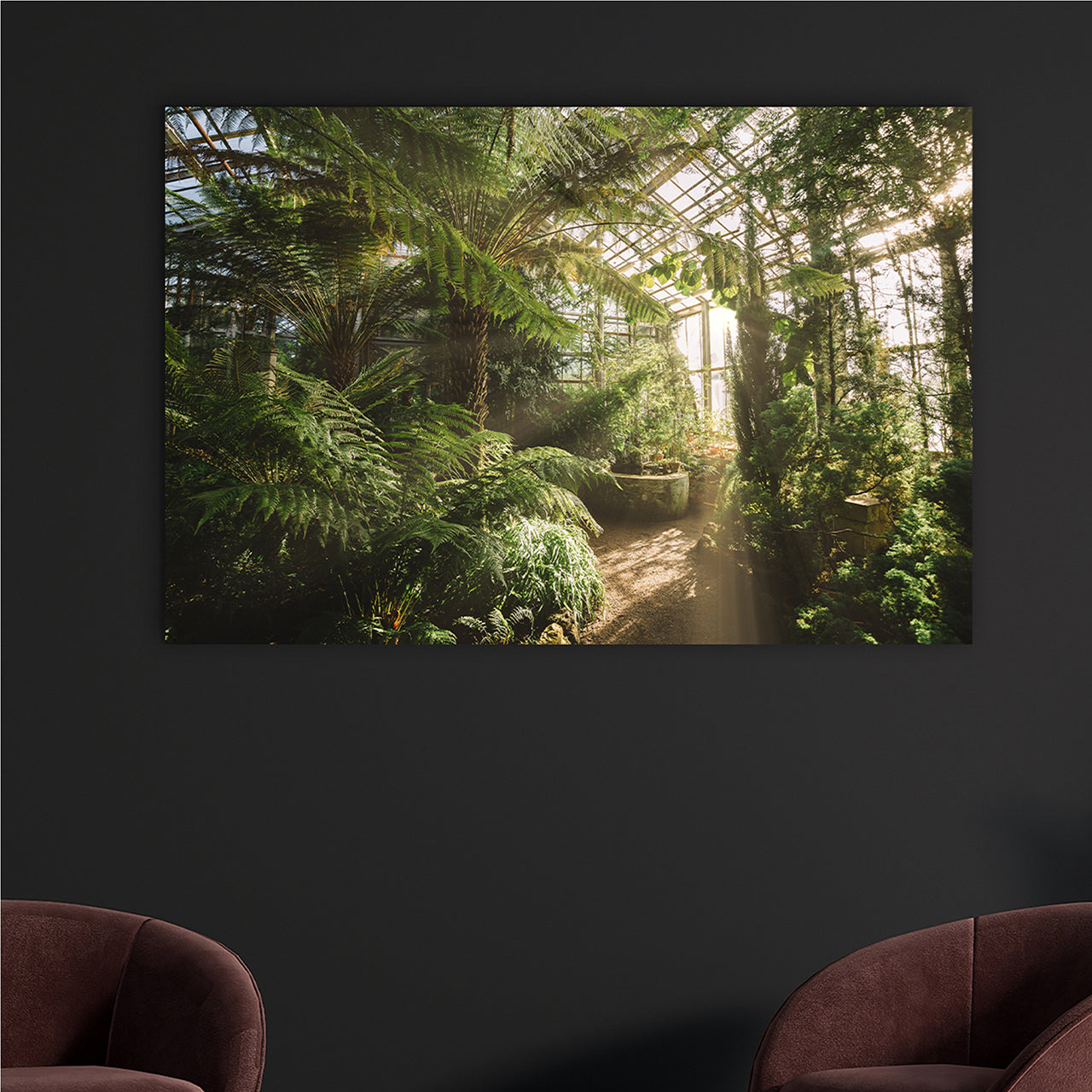 Canvas Print Gewächshaus mit Lichtreflexen