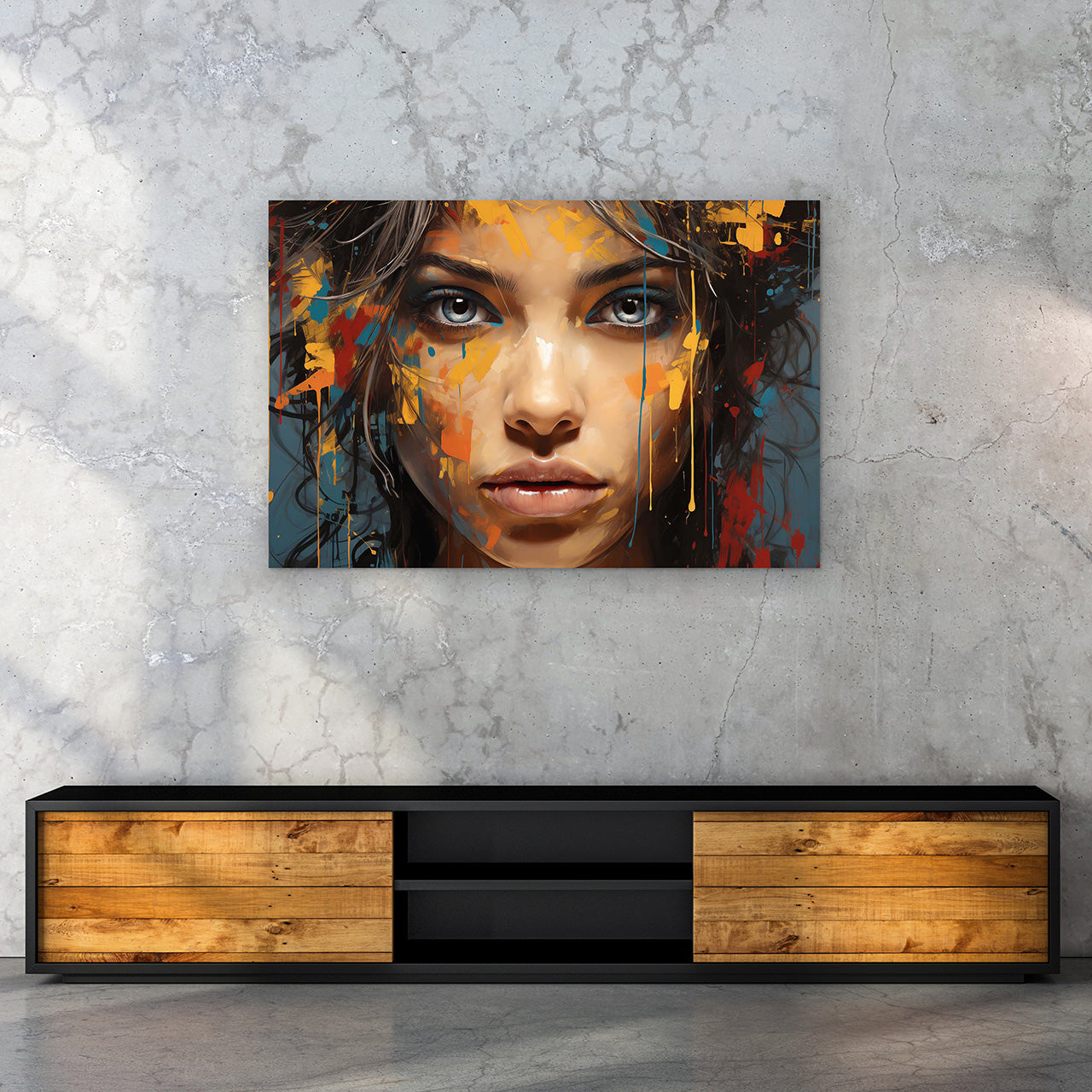 Canvas Print Gray Eyes behind Colors