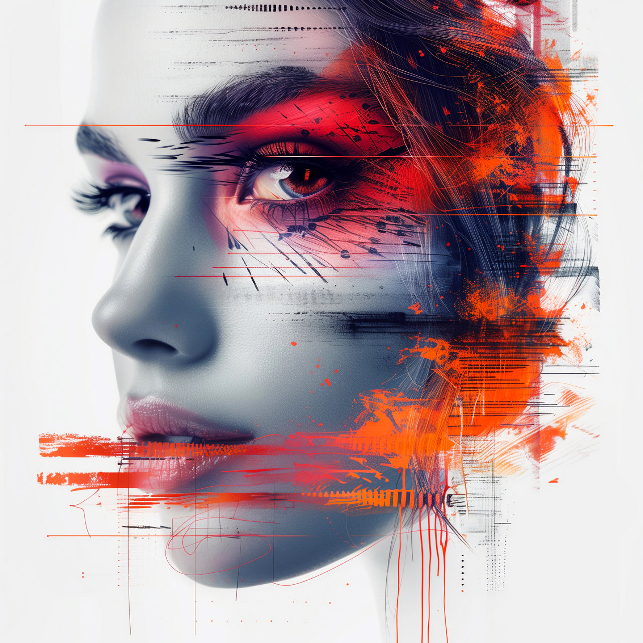 Impression sur toile Un regard derrière Orange