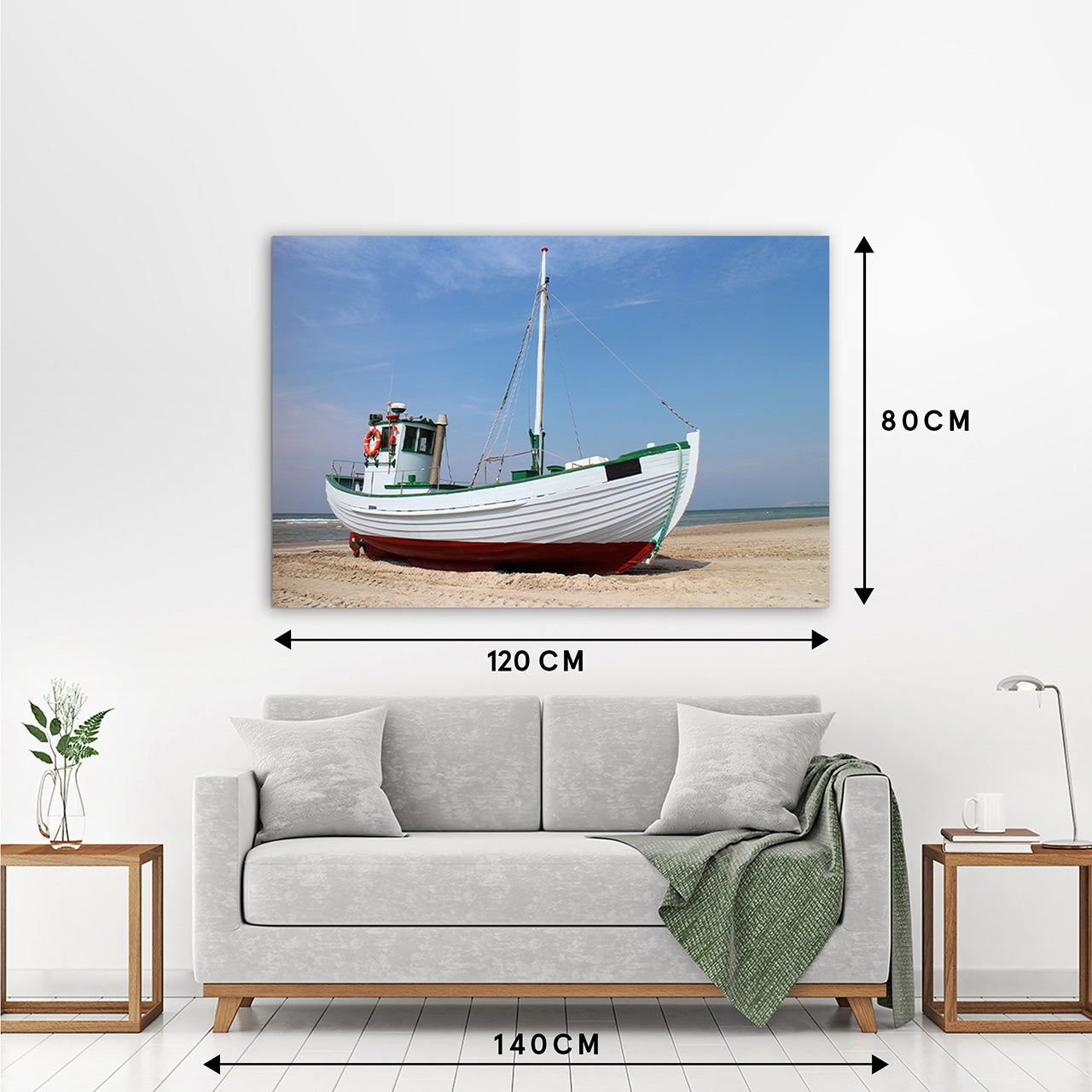 Canvas Print Kutter am Strand