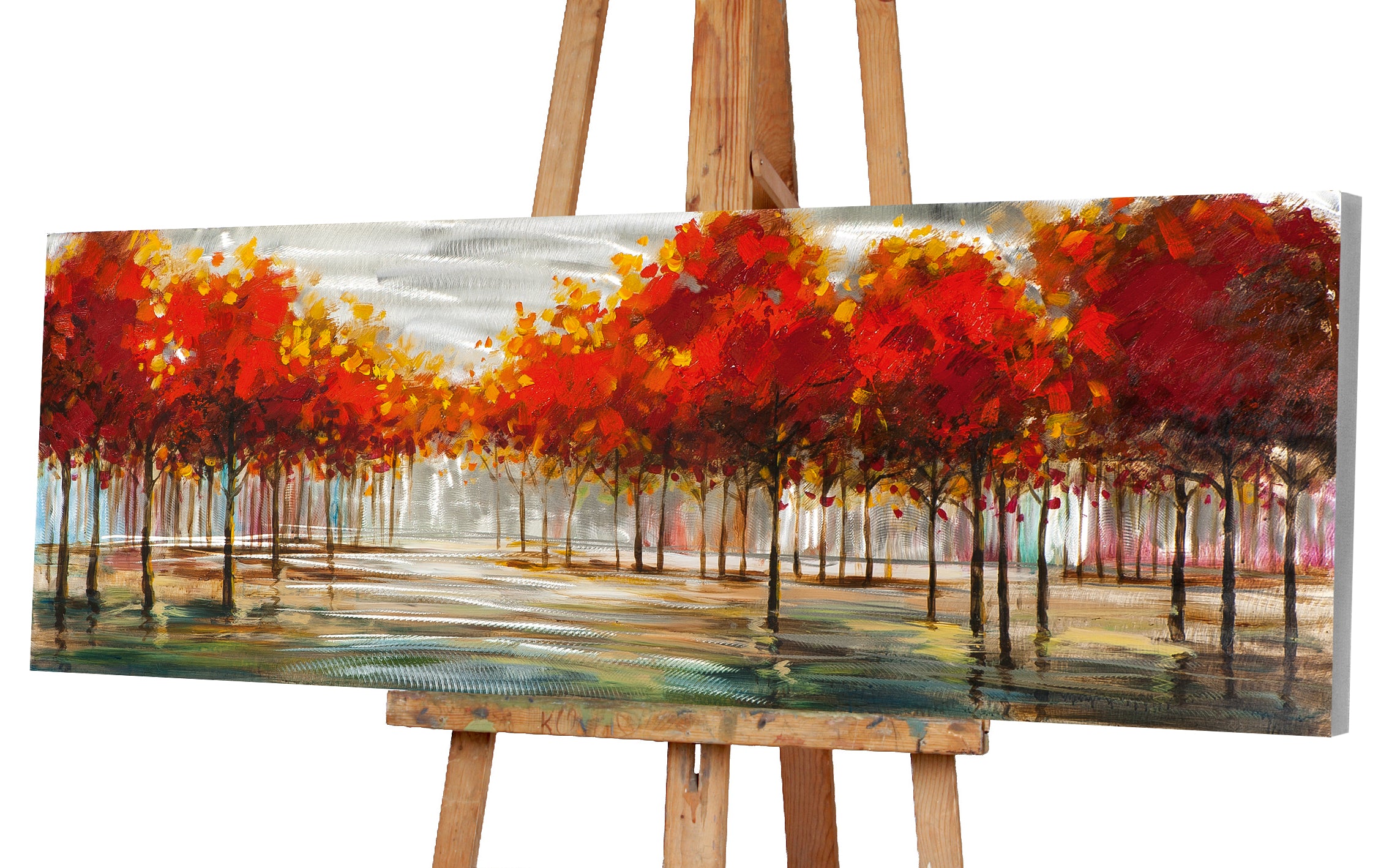 Peinture Paysage d'automne avec de l'argent