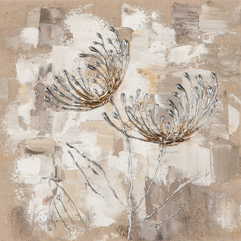 Gemälde Chrysanthemen in silber
