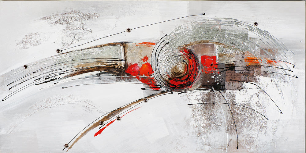 Gemälde Wirbel in Silber und Rot