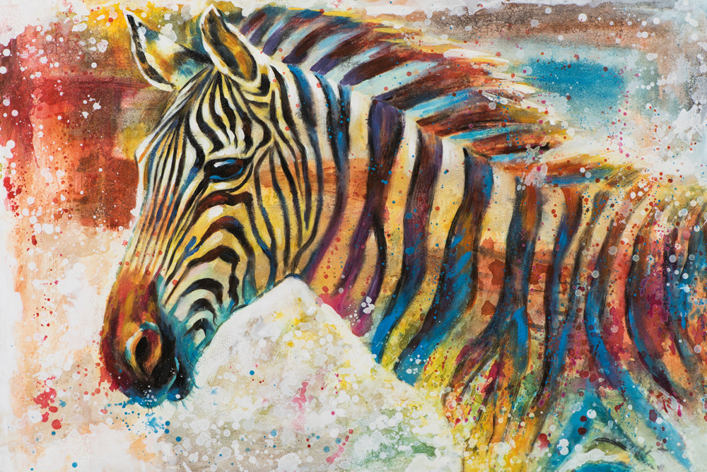 Gemälde Farbenfrohes Zebra
