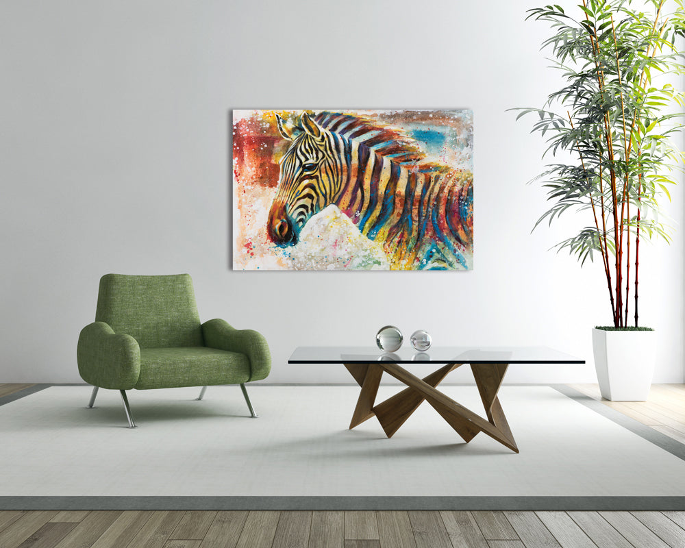 Gemälde Farbenfrohes Zebra