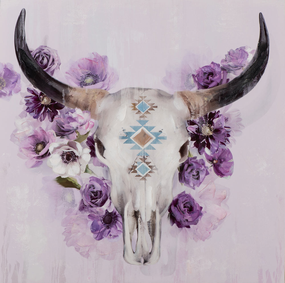 cow skull with flowers