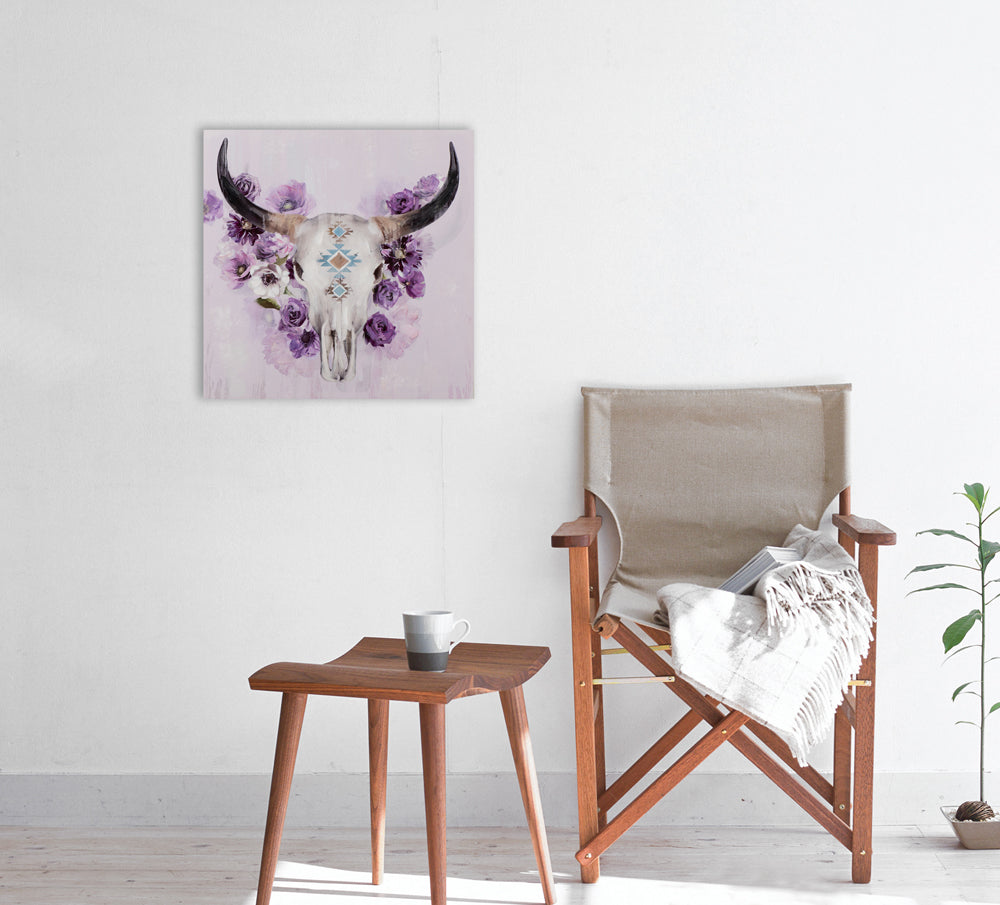 cow skull with flowers