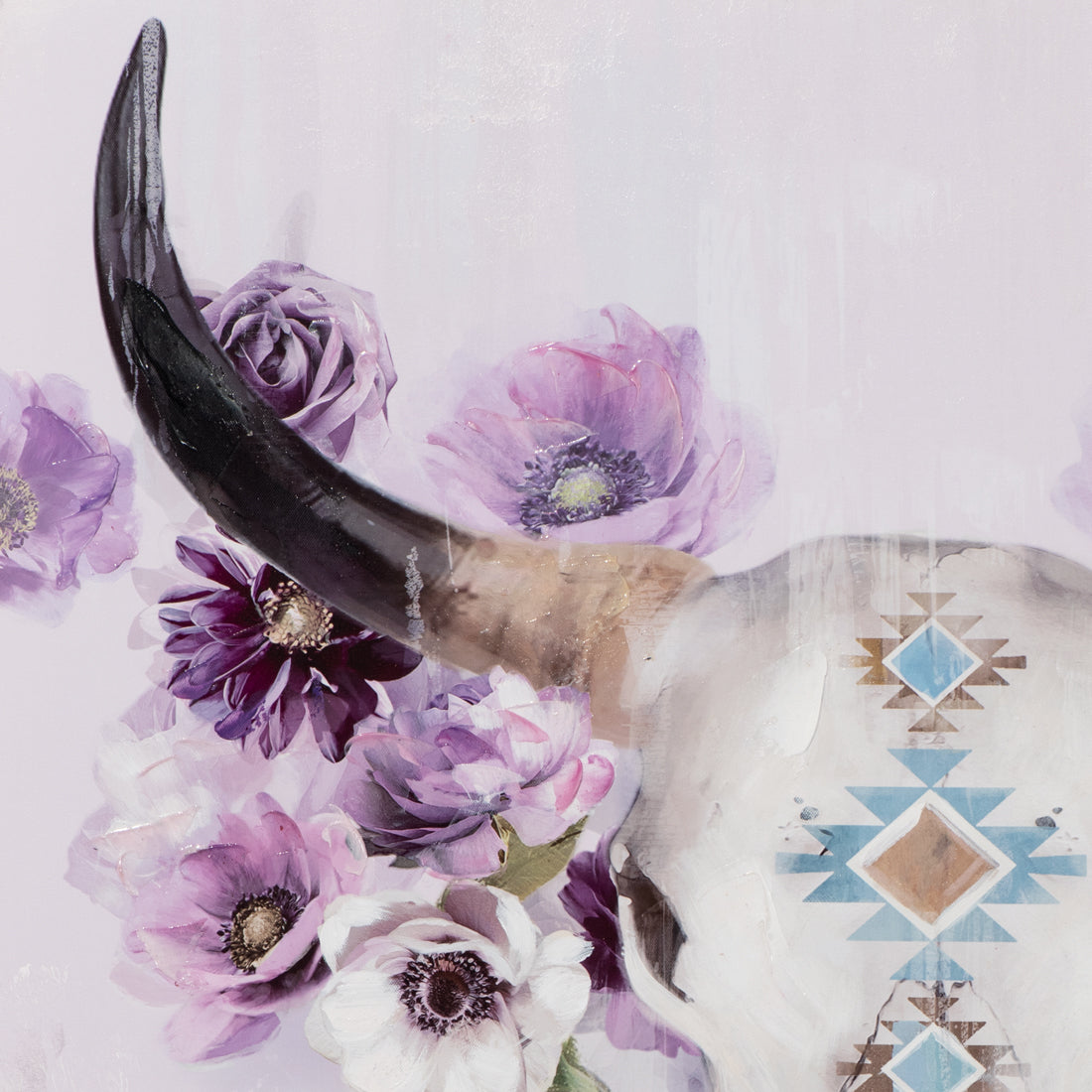 cow skull with flowers