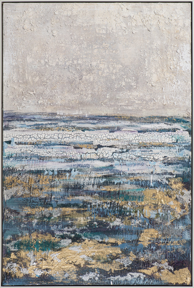 Gemälde Abstrakt in Blau und Gold