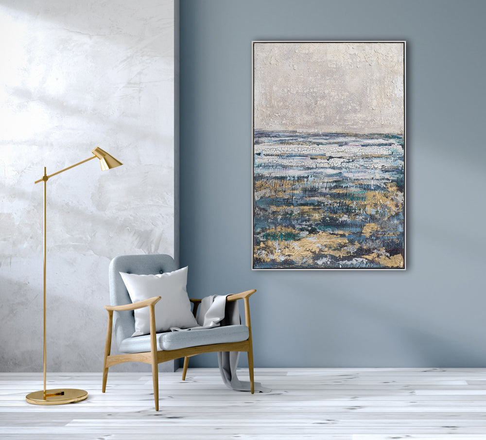 Gemälde Abstrakt in Blau und Gold