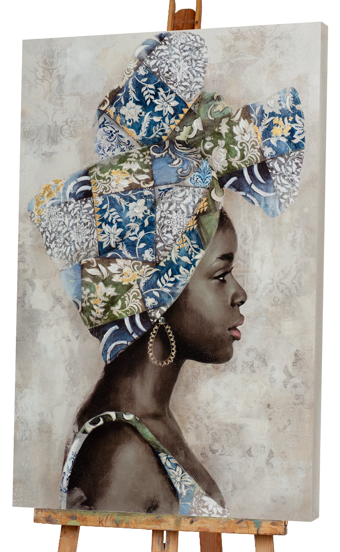 Painting Beauty with Blue Headdress