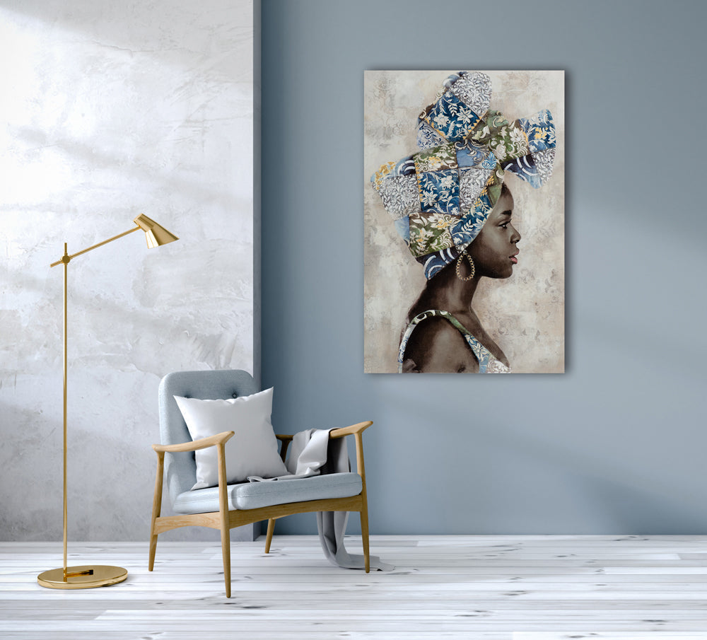 Painting Beauty with Blue Headdress