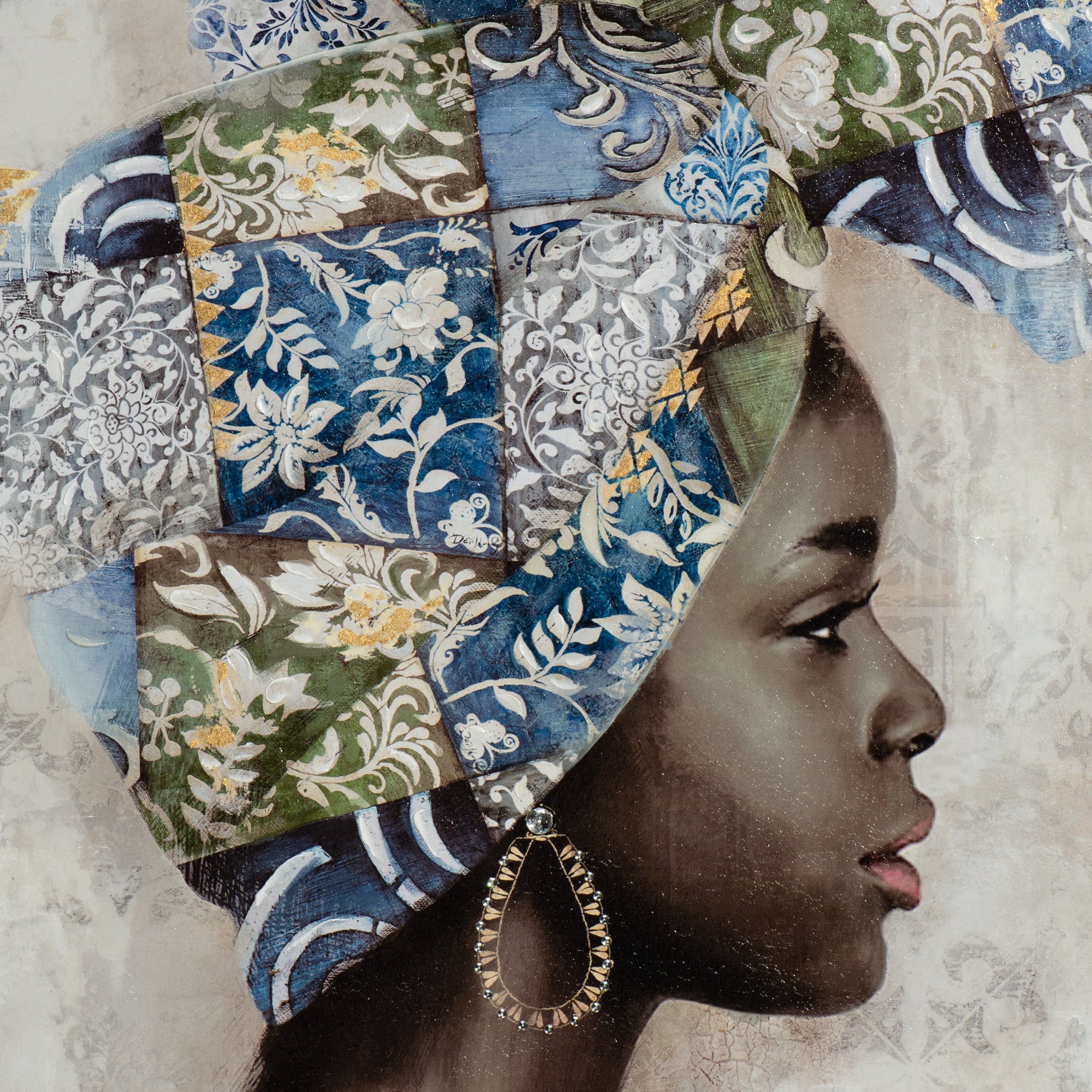 Painting Beauty with Blue Headdress