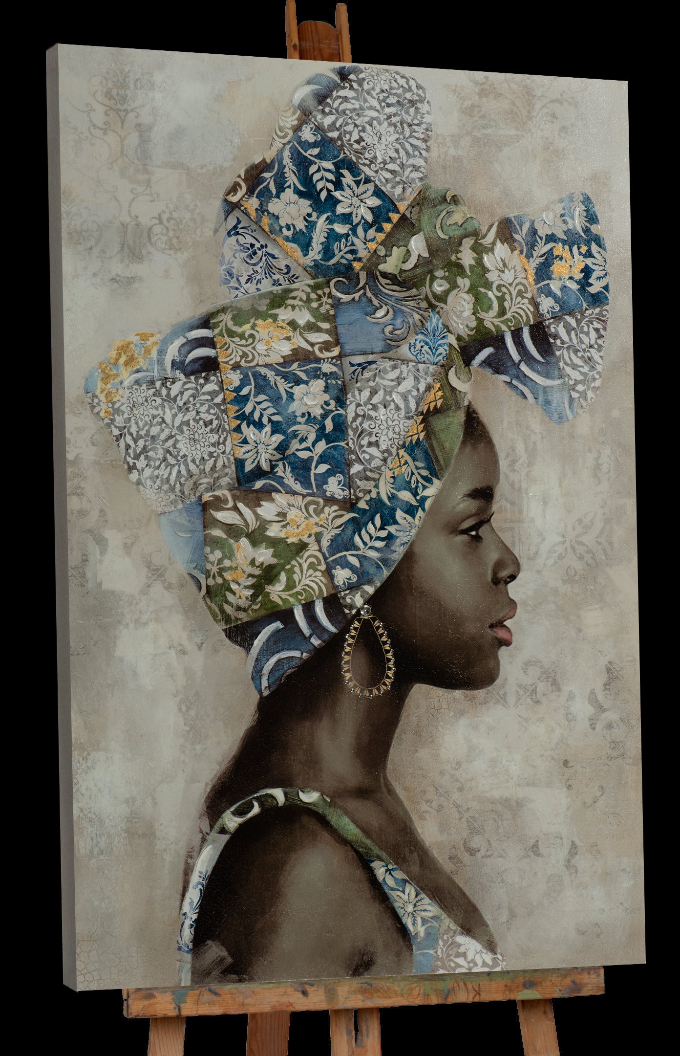 Painting Beauty with Blue Headdress