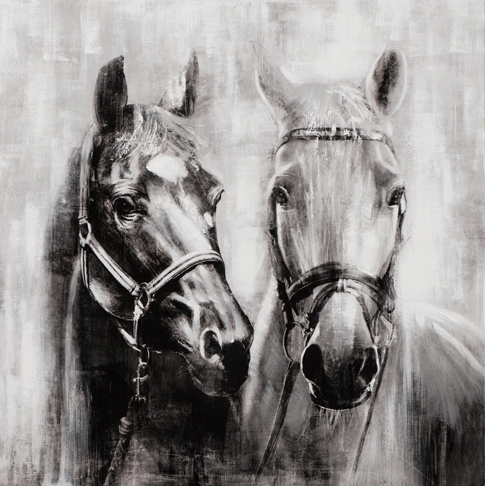 Painting horses in black and white