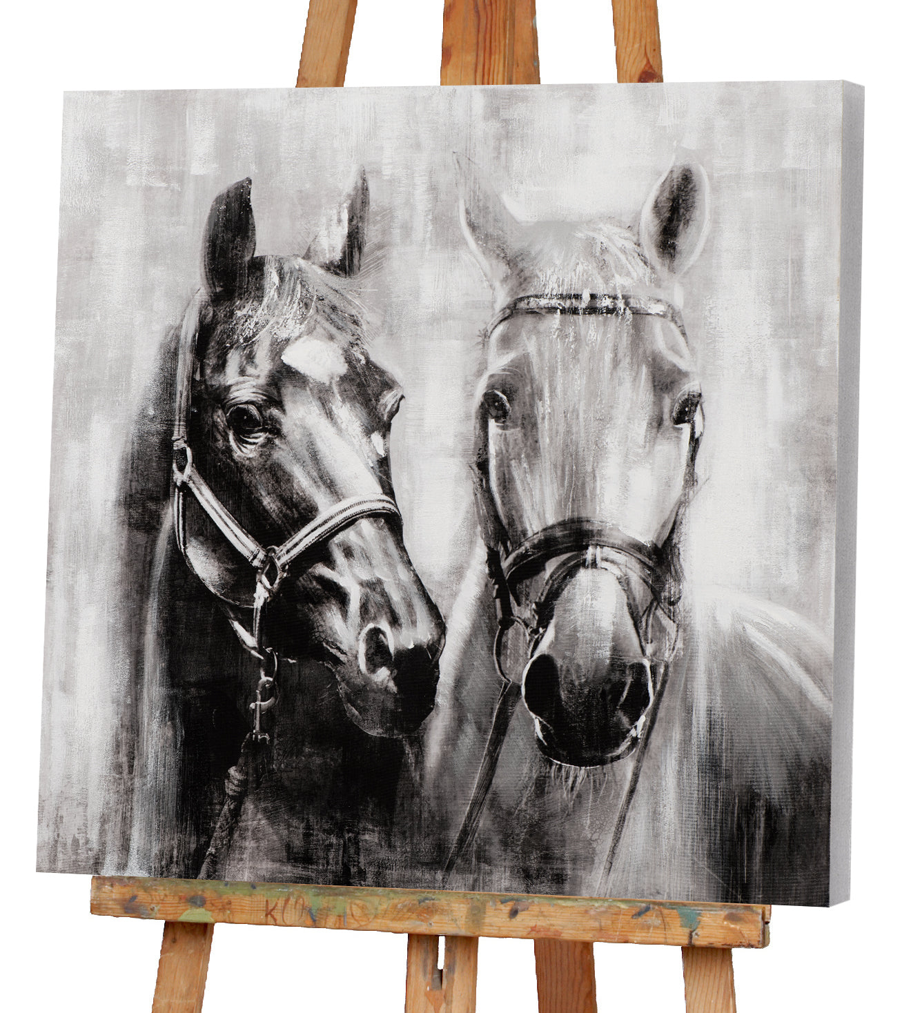 Painting horses in black and white