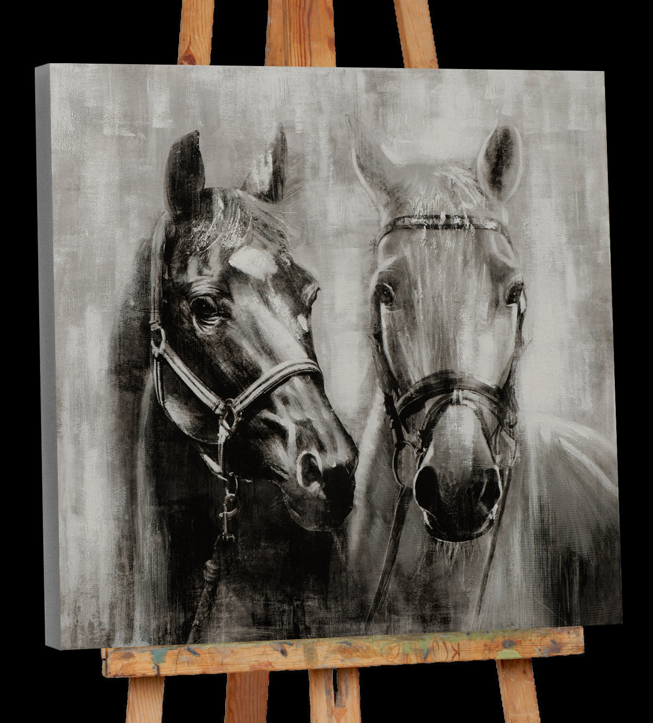 Painting horses in black and white