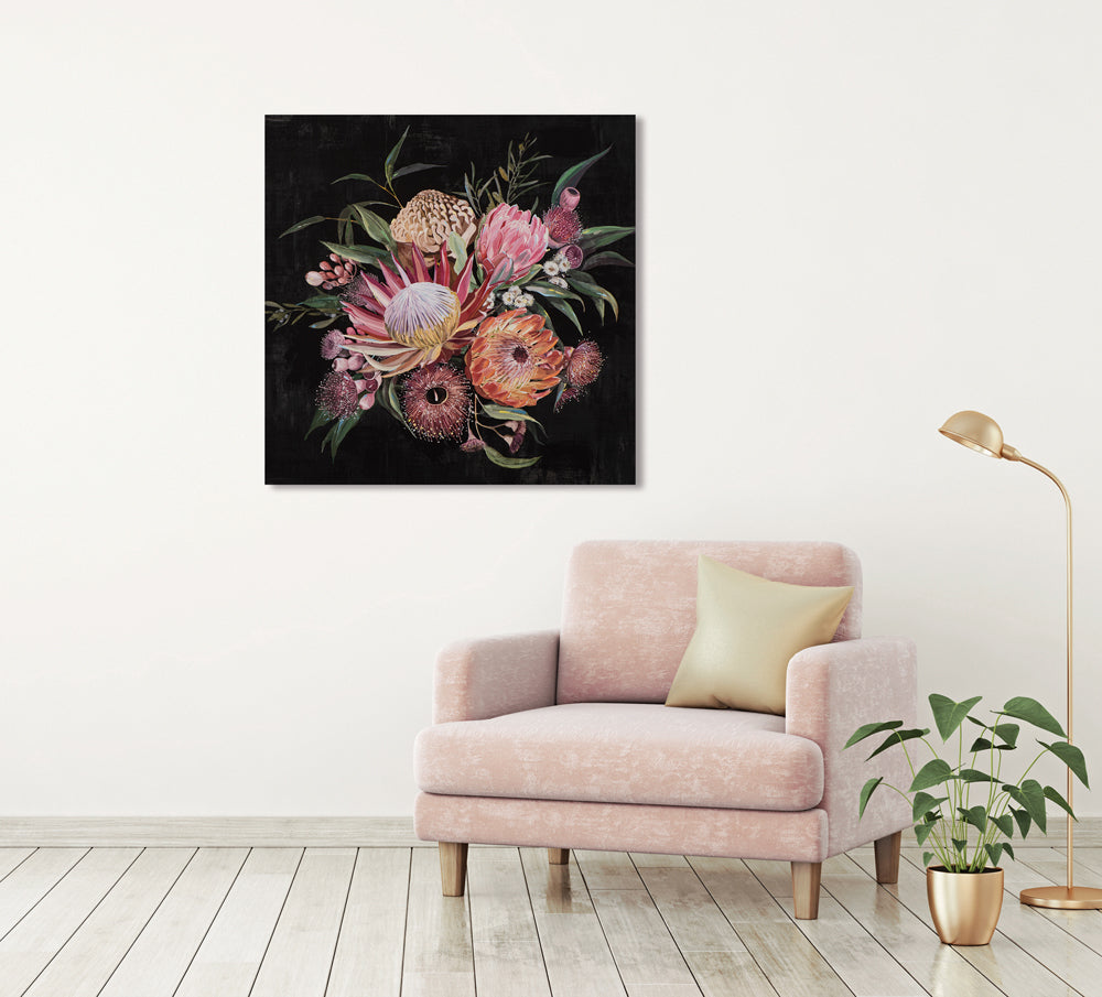Gemälde Blumenstrauß auf dunklem Hintergrund